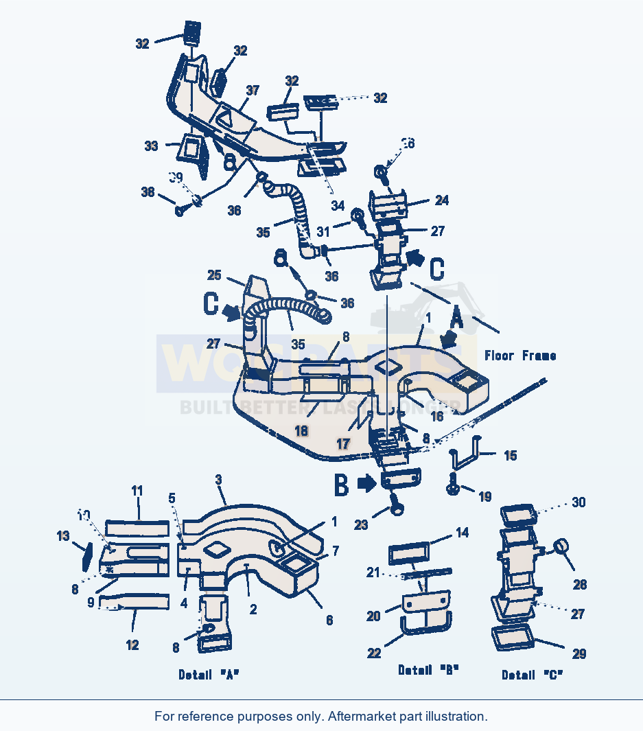 Komatsu WA320-3L Air Conditioner - Vent Duct parts diagram