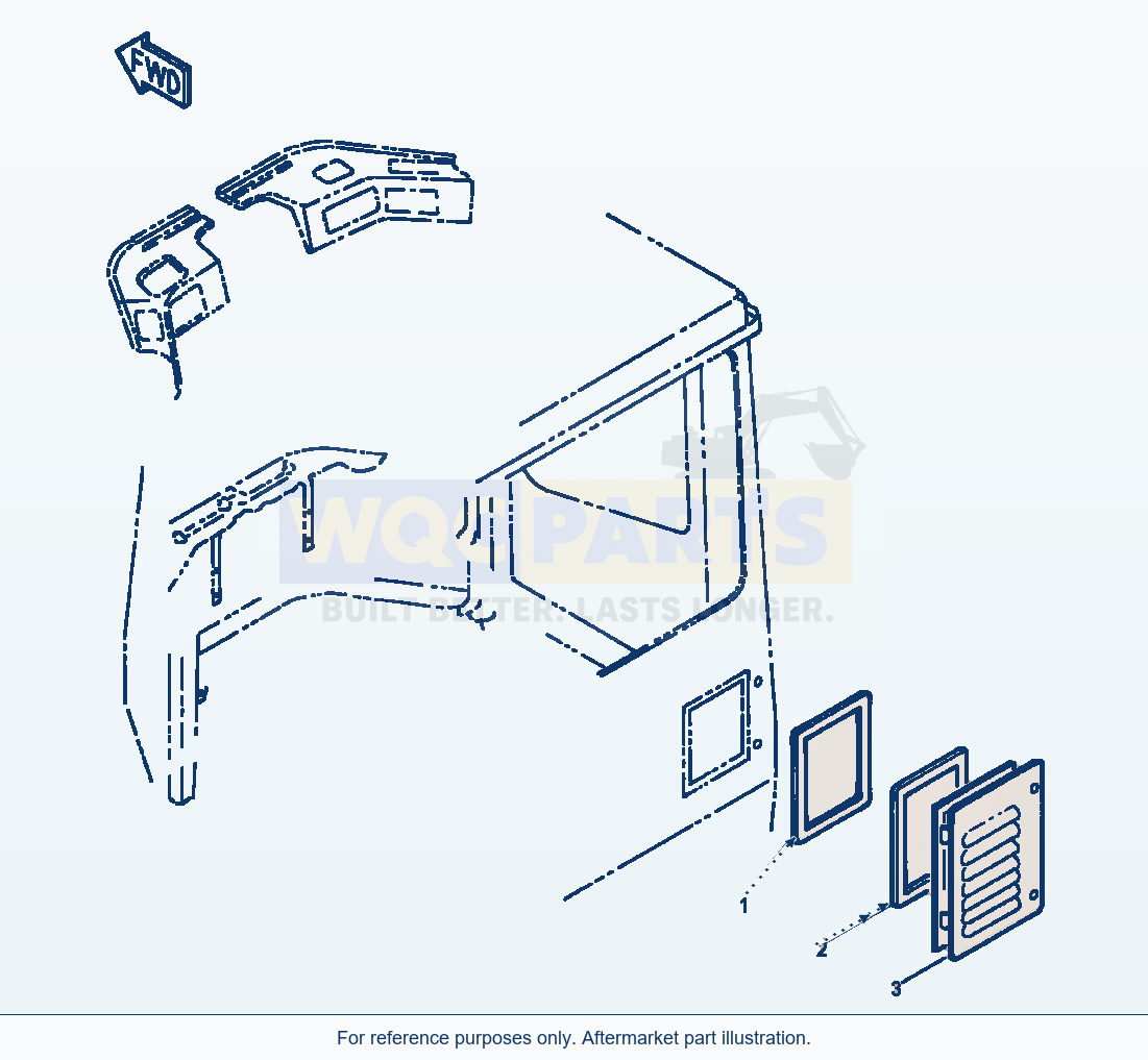 Komatsu WA320-3L Operator Cab - Fresh Air Vent parts diagram