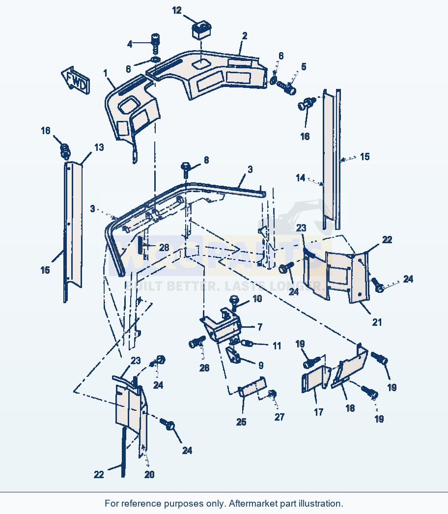 Komatsu WA320-3L Operator Cab - Front Interior Trim parts diagram