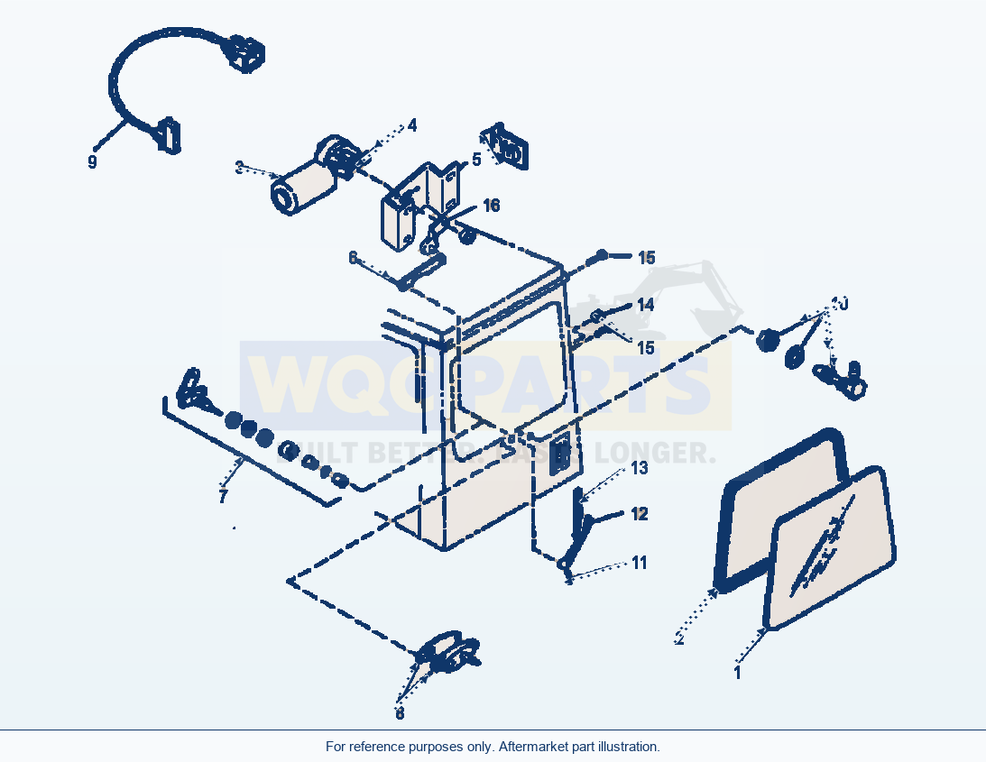 Komatsu WA320-3L Operator Cab - Rear Window And Wiper parts diagram