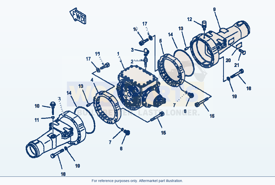 Komatsu WA320-3L Axle Assembly - Front Housing Assembly parts diagram