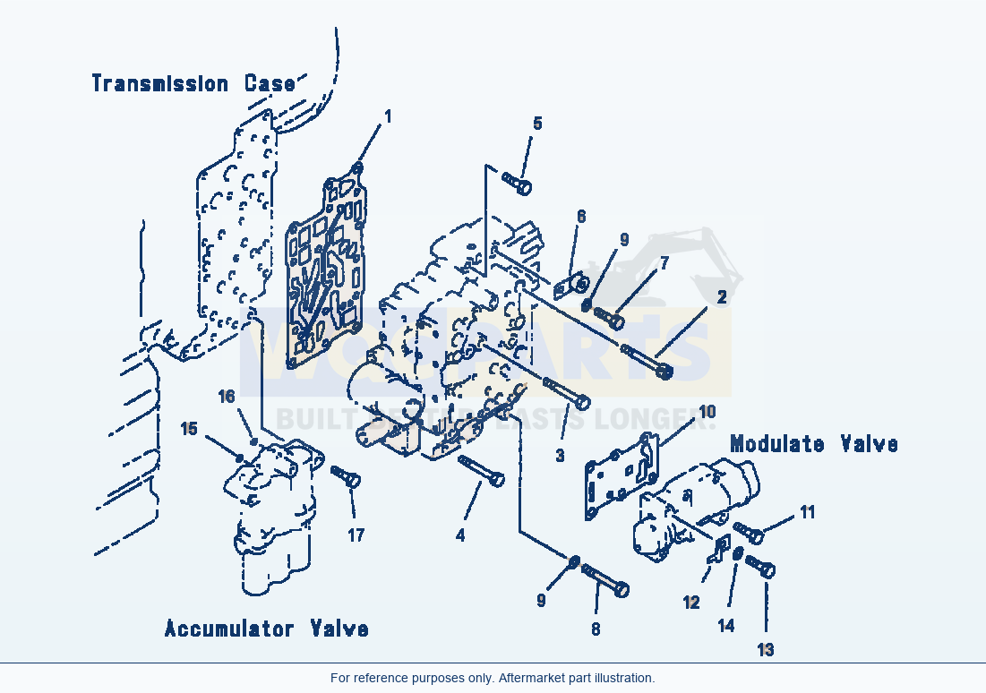 Komatsu WA320-3L Transmission Control Valve - Mounting parts diagram