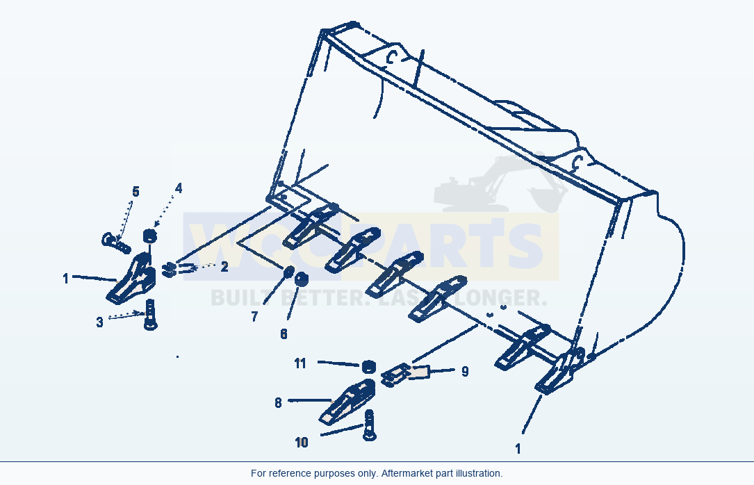 Komatsu WA320-3L Bolt-On Bucket Teeth - Komatsu parts diagram