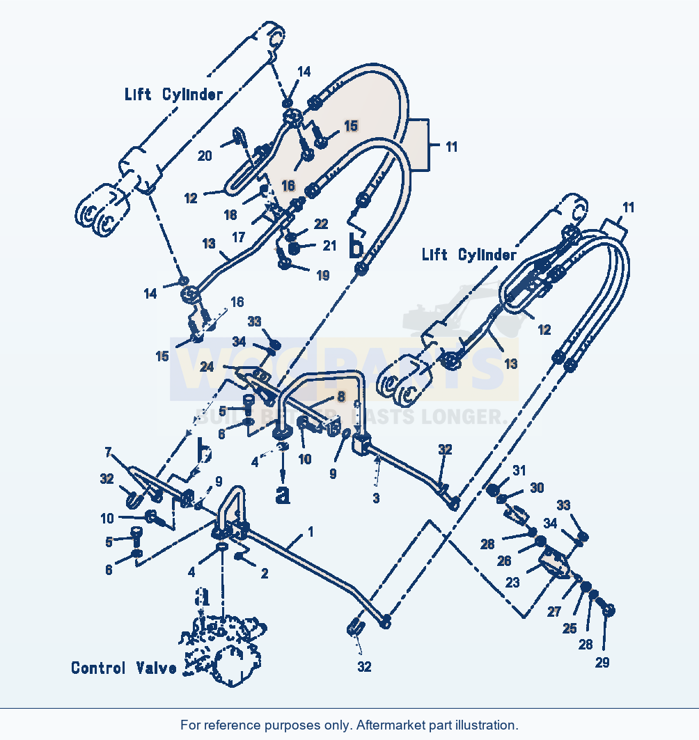 Komatsu WA320-3L Lift Cylinder - Hydraulic Piping parts diagram