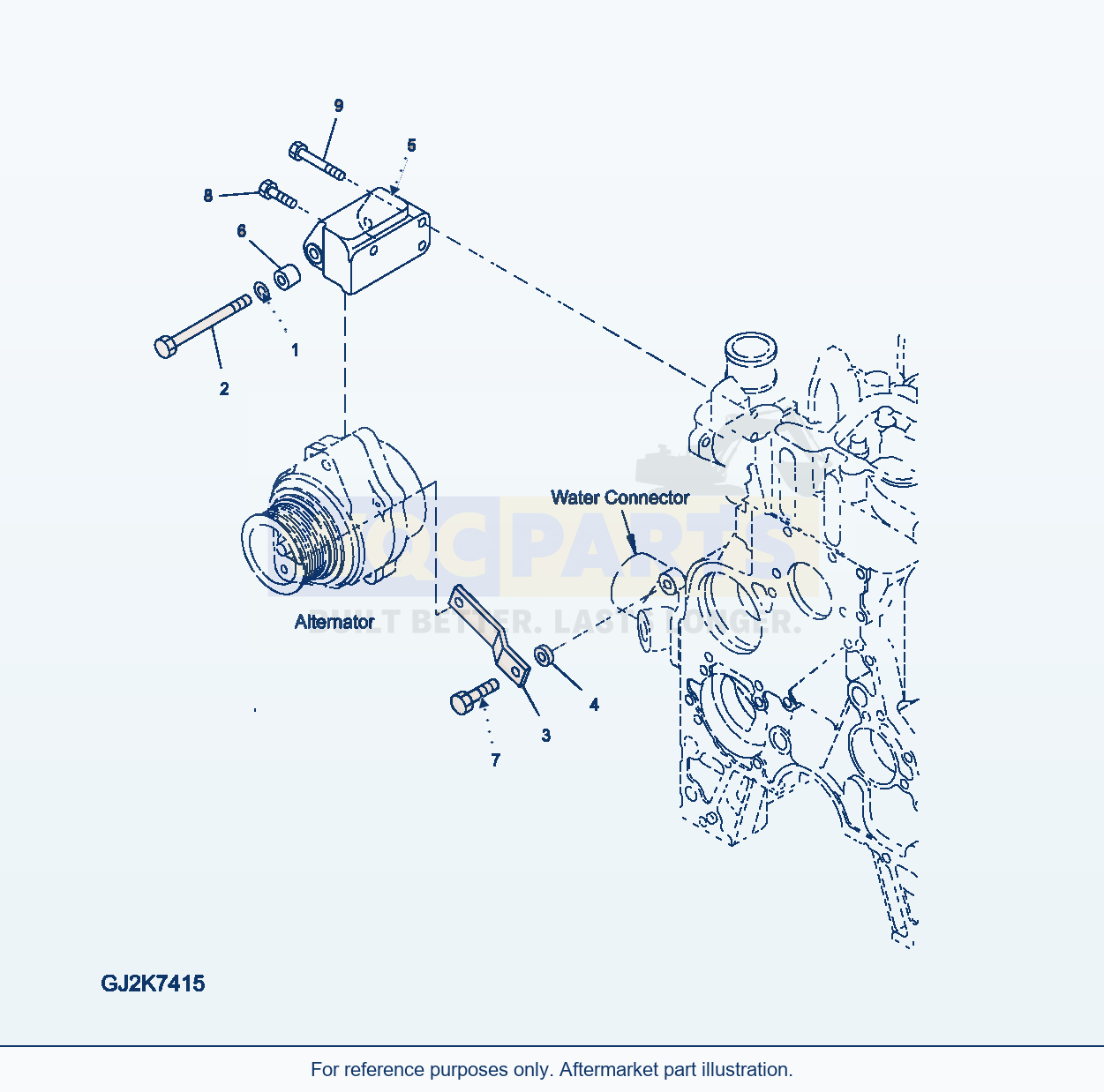 Komatsu WA320-5 Alternator Mounting parts diagram