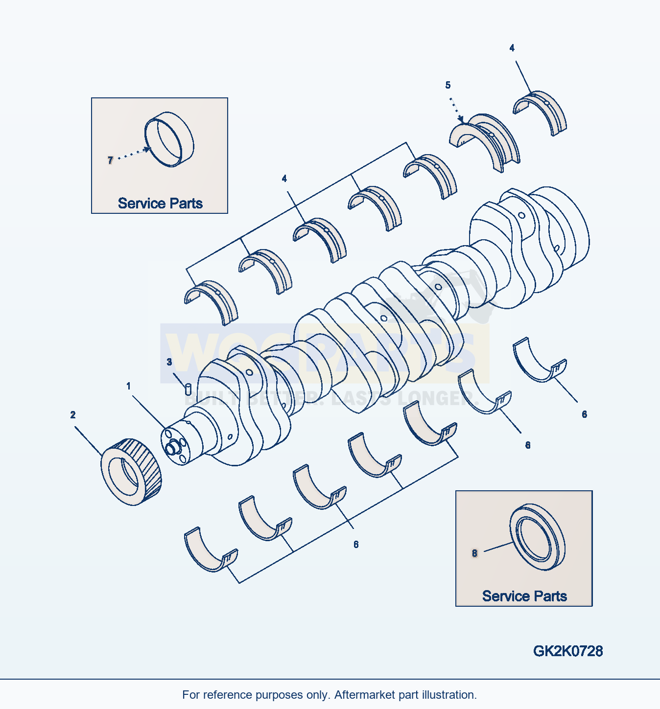 Komatsu WA320-5 Crankshaft Serial WA320-5H50051 - UP parts diagram