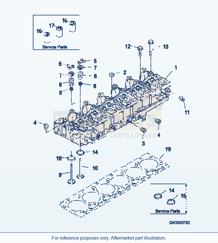 Komatsu WA320-5 Cylinder Head Serial WA320-5H50051 - UP parts diagram