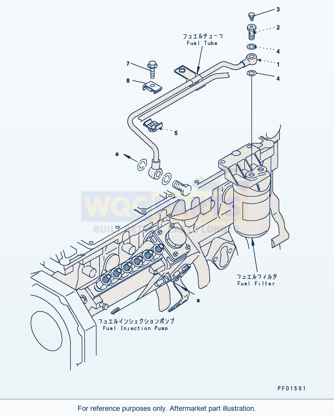 Komatsu WA320-5 Fuel Filter Piping parts diagram