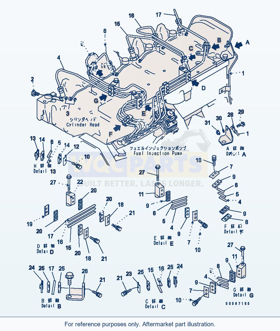 Komatsu WA320-5 Fuel Piping parts diagram