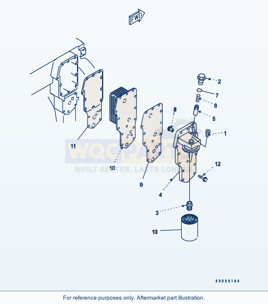 Komatsu WA320-5 Oil Cooler And Oil Filter parts diagram