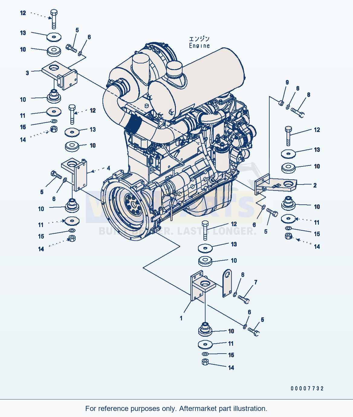 Komatsu WA320-5 Engine Mount Serial WA320-5H50051 - UP parts diagram