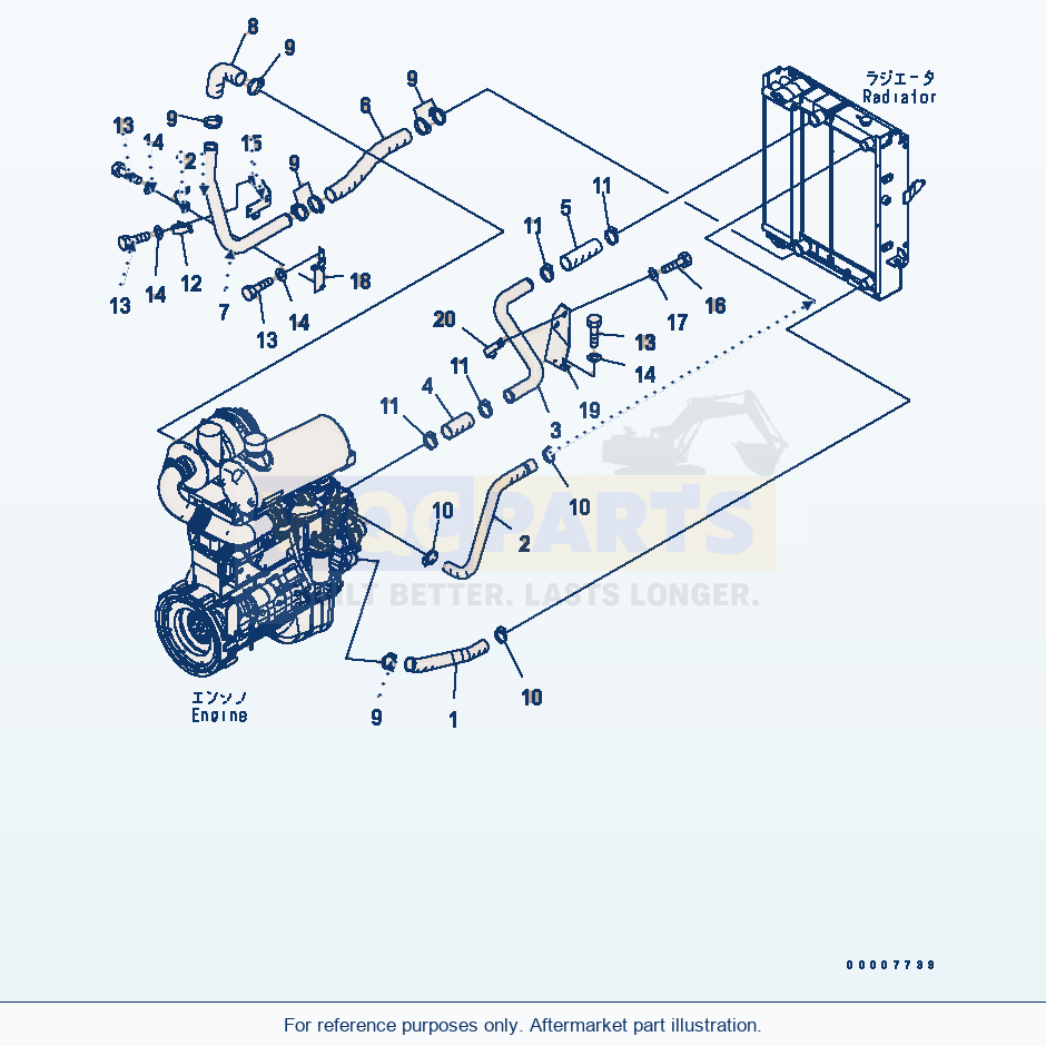 Komatsu WA320-5 Cooling Line Serial WA320-5H50051 - UP parts diagram