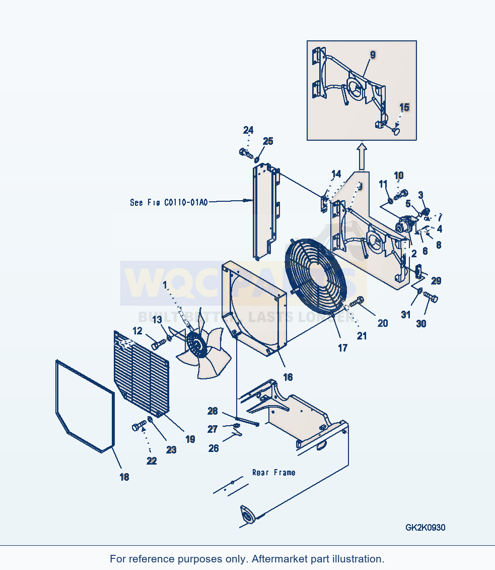 Komatsu WA320-5 Radiator (Std) (Fan Drive) parts diagram