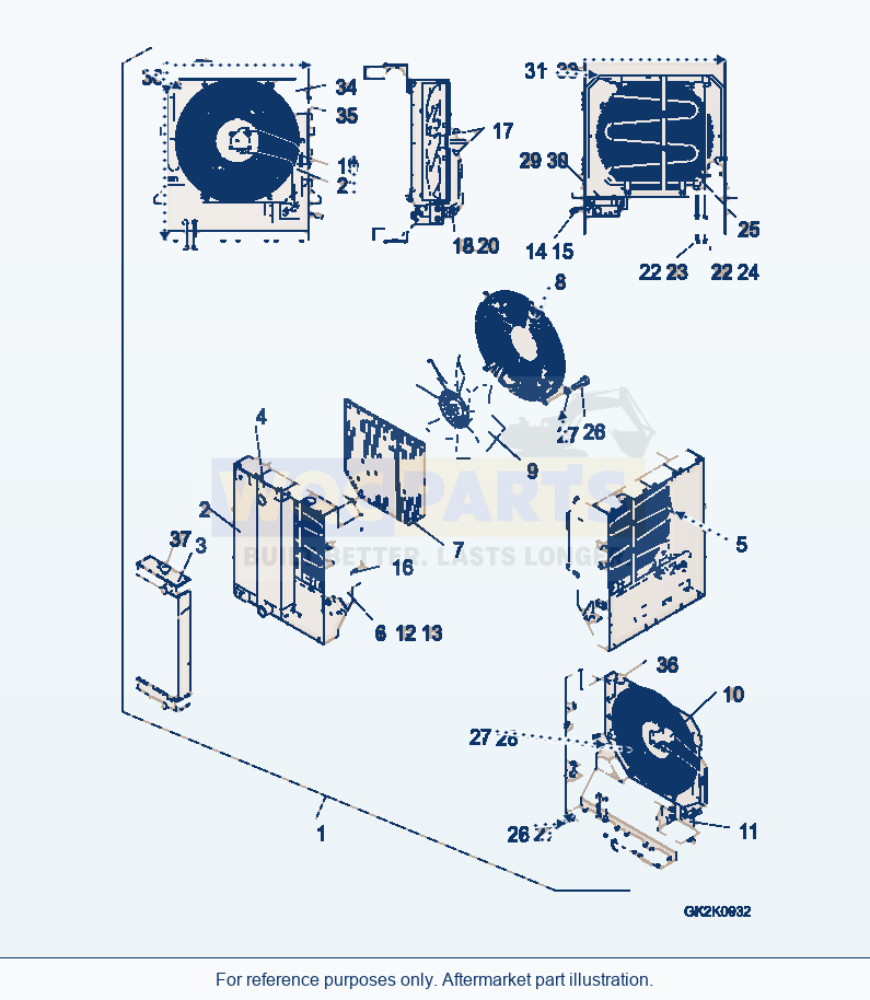 Komatsu WA320-5 Radiator (Wide Core) (Fan Drive) parts diagram