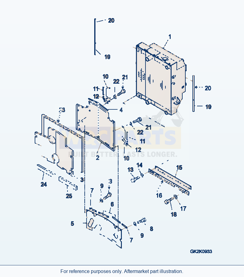 Komatsu WA320-5 Radiator (Wide Core) parts diagram