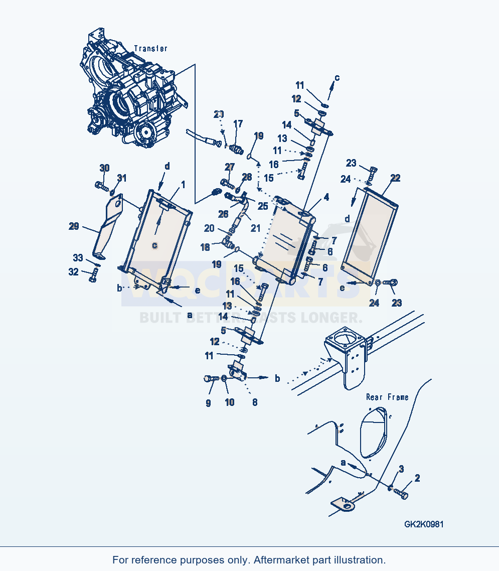 Komatsu WA320-5 Transfer Oil Cooler (Sn H50051 - H50495) parts diagram