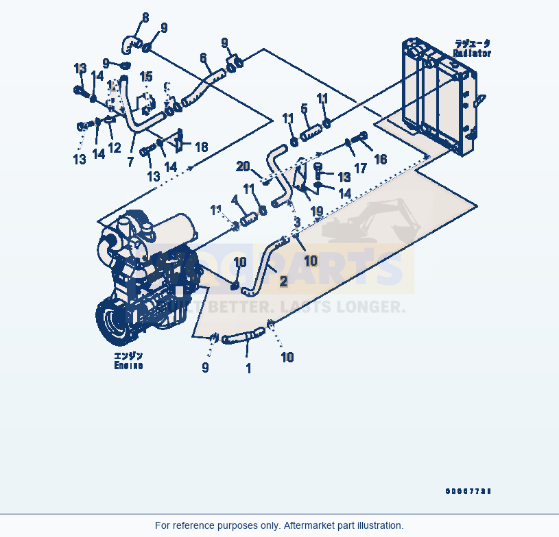 Komatsu WA320-5 Cooling Line Serial B10001-UP parts diagram