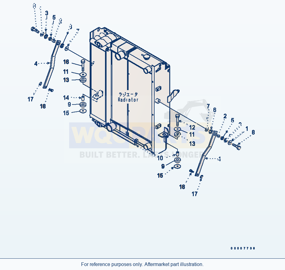 Komatsu WA320-5 Radiator Mount Serial 60001-UP parts diagram