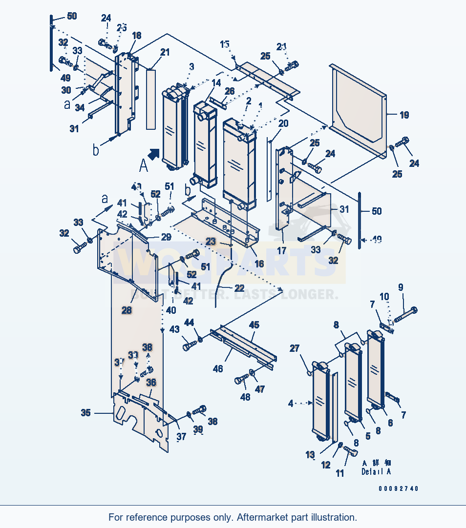 Komatsu WA320-5 Radiator Serial 60001-UP (OVERSEAS VERSION) parts diagram