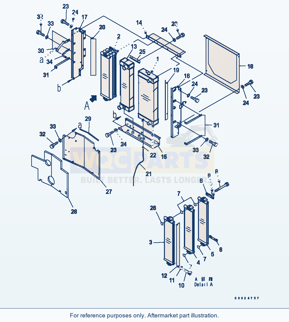 Komatsu WA320-5 Radiator Serial 60001-UP parts diagram