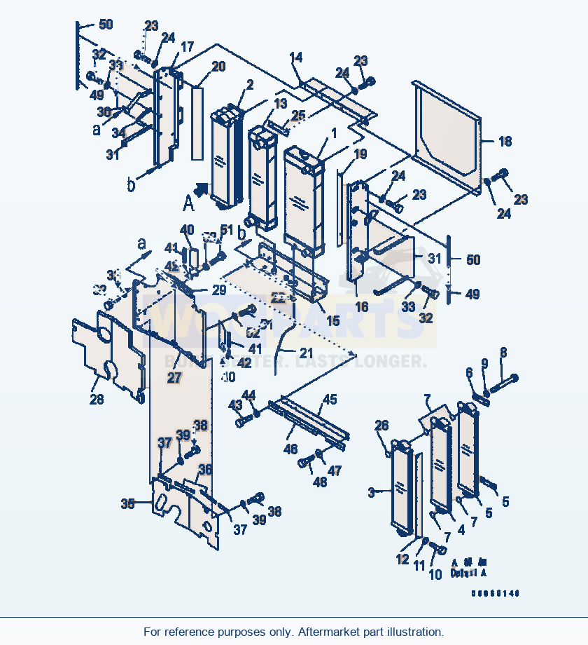 Komatsu WA320-5 Radiator Serial B10001-UP parts diagram
