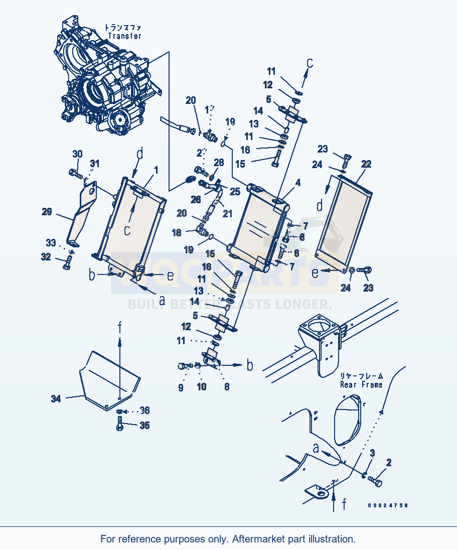 Komatsu WA320-5 Transfer Oil Cooler(#60001-60675) parts diagram