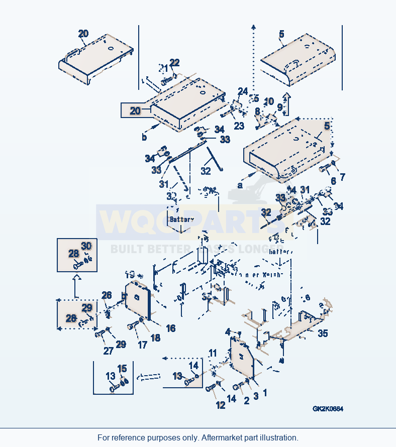 Komatsu WA320-5 Battery Box Serial WA320-5H50051 - UP parts diagram