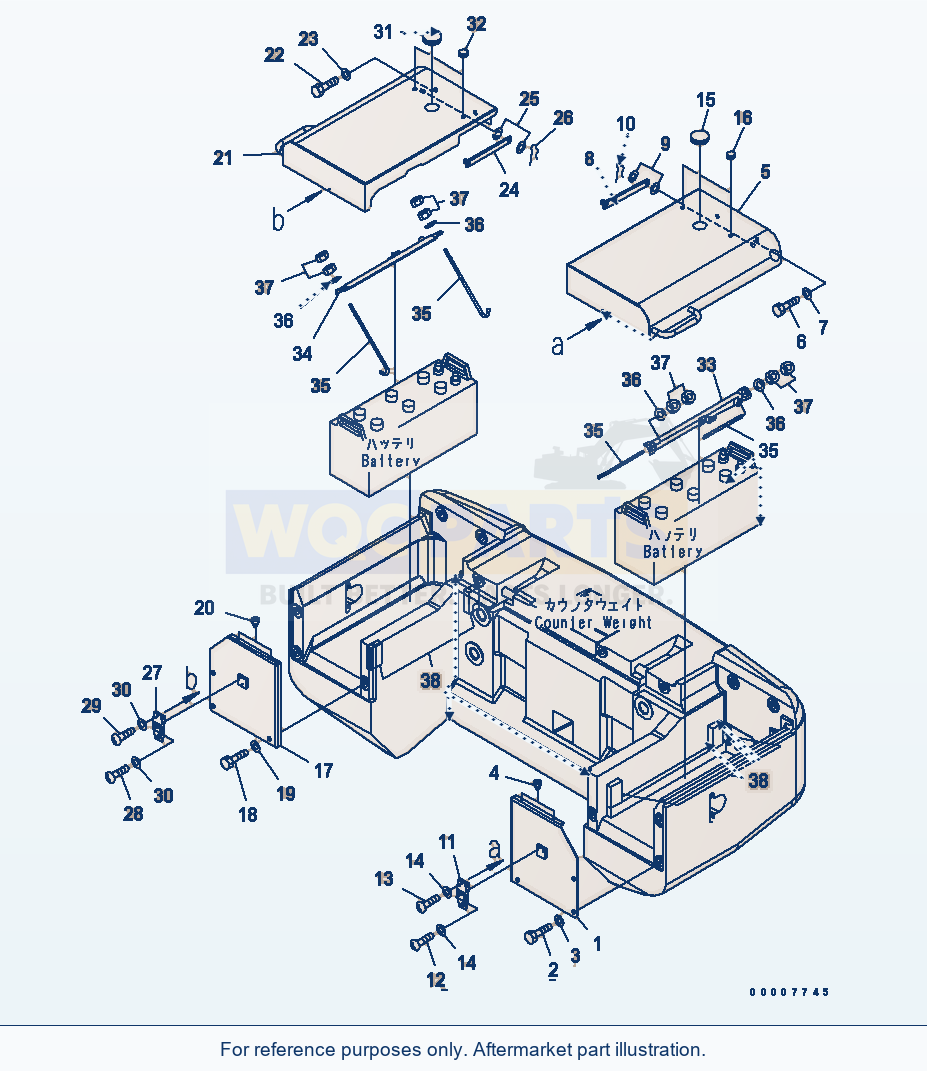 Komatsu WA320-5 Battery Box Serial 60001-UP parts diagram