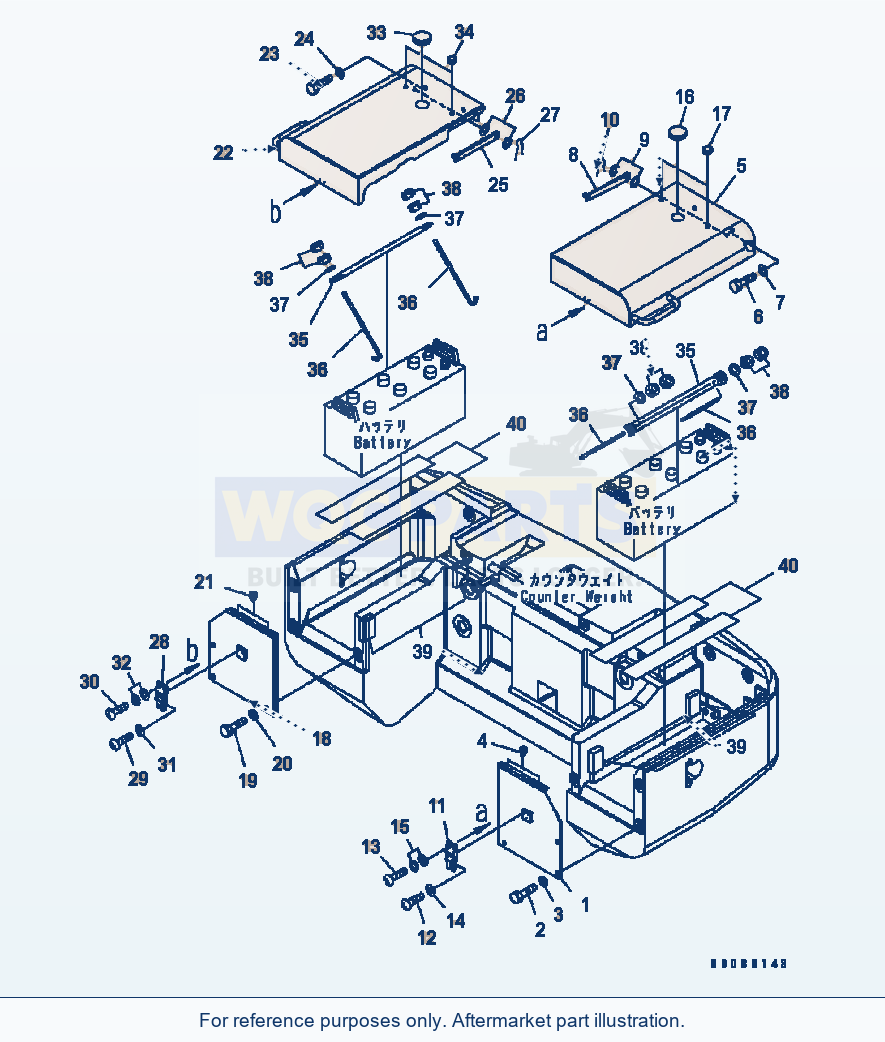 Komatsu WA320-5 Battery Box Serial B10001-UP parts diagram