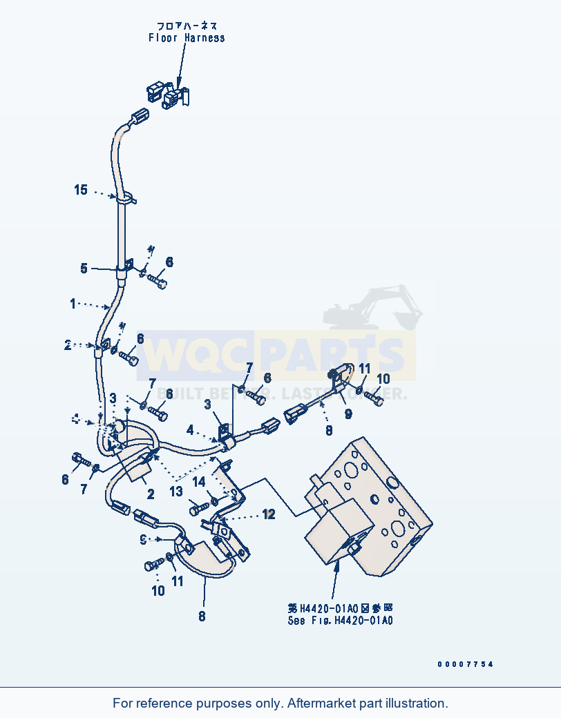 Komatsu WA320-5 Emergency Steering Harness Serial 60001-UP parts diagram