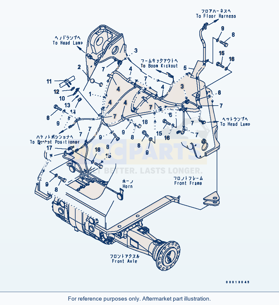 Komatsu WA320-5 Front Harness (E.C.S.S) (For Except Japan) parts diagram