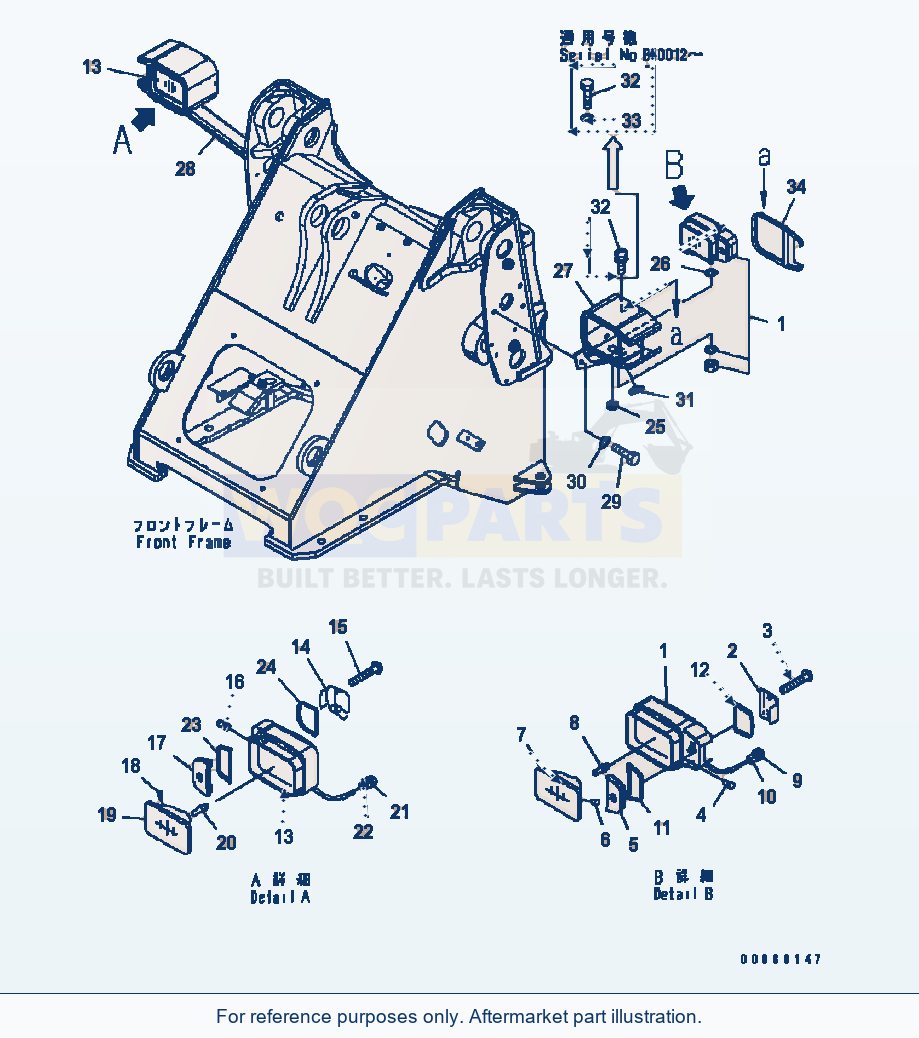 Komatsu WA320-5 Front Light Serial B10001-UP parts diagram