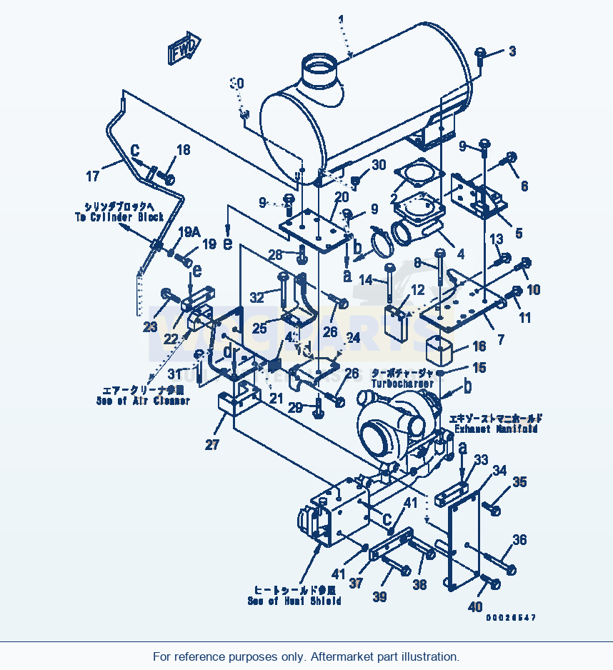 Komatsu WA320-5 Muffler And Mounting Serial B10001-UP parts diagram