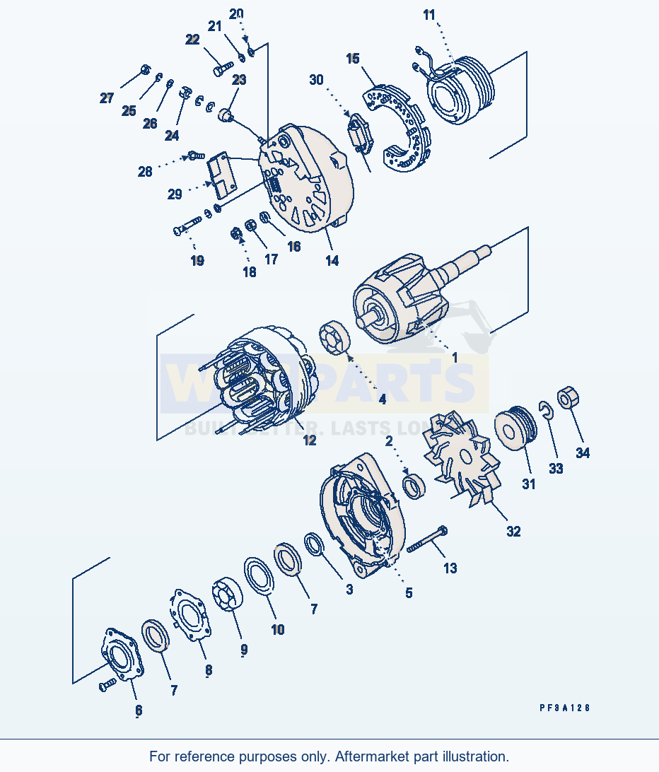 Komatsu WA320-5 Alternator (90A) (Inner Parts)(#26314444-) parts diagram
