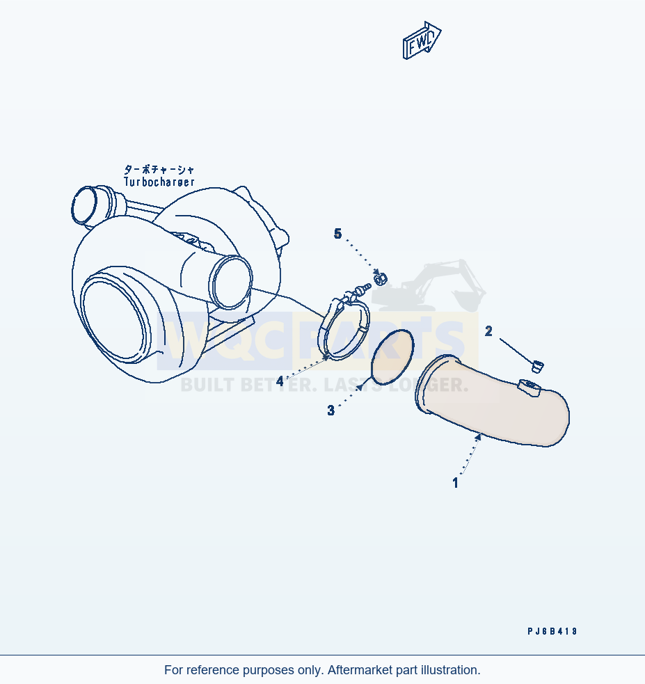 Komatsu WA320-5 Turbocharger Out Connection Serial 60001-UP parts diagram