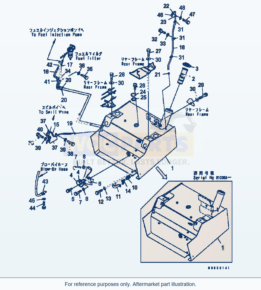 Komatsu WA320-5 Fuel Tank Serial B10001-UP parts diagram