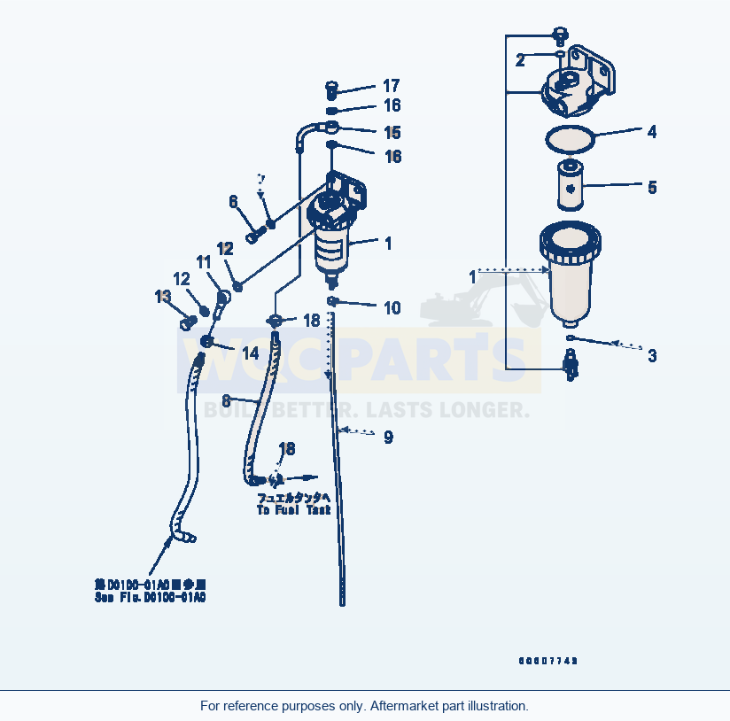 Komatsu WA320-5 Water Separator Serial B10001-UP parts diagram