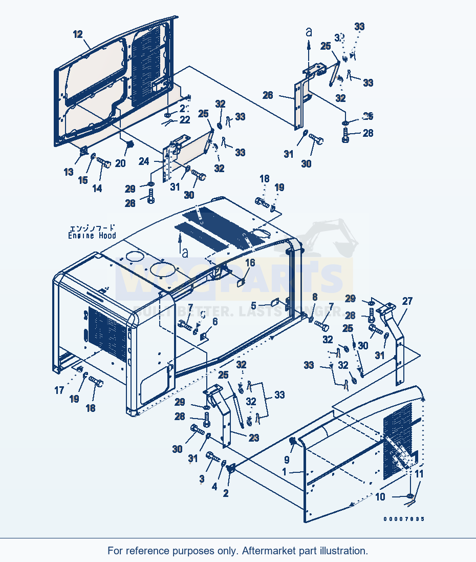 Komatsu WA320-5 Hood (Door) (For Full Fender) parts diagram