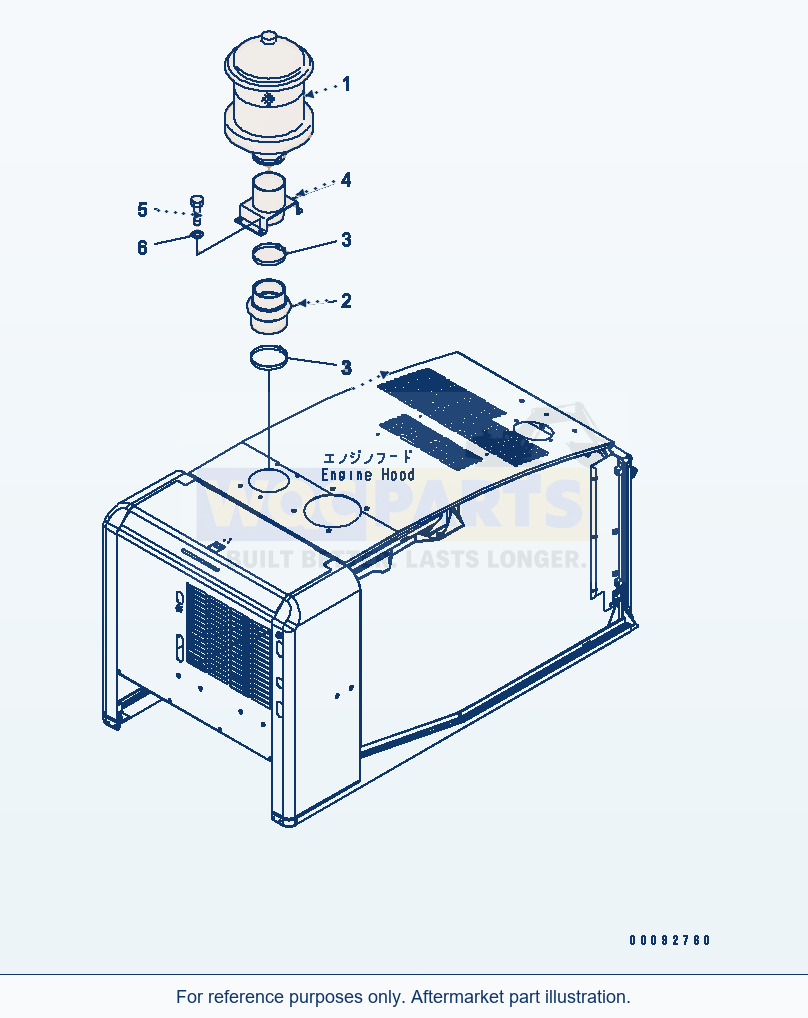 Komatsu WA320-5 Hood (Pre-Cleaner Turbo 2) (For Except Japan) parts diagram