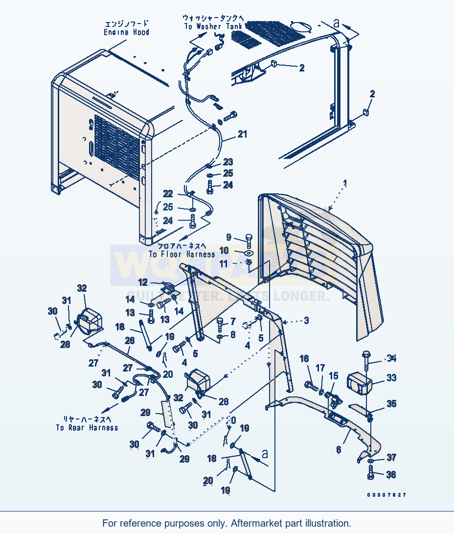 Komatsu WA320-5 Hood (Radiator Guard) Serial 60001-UP parts diagram