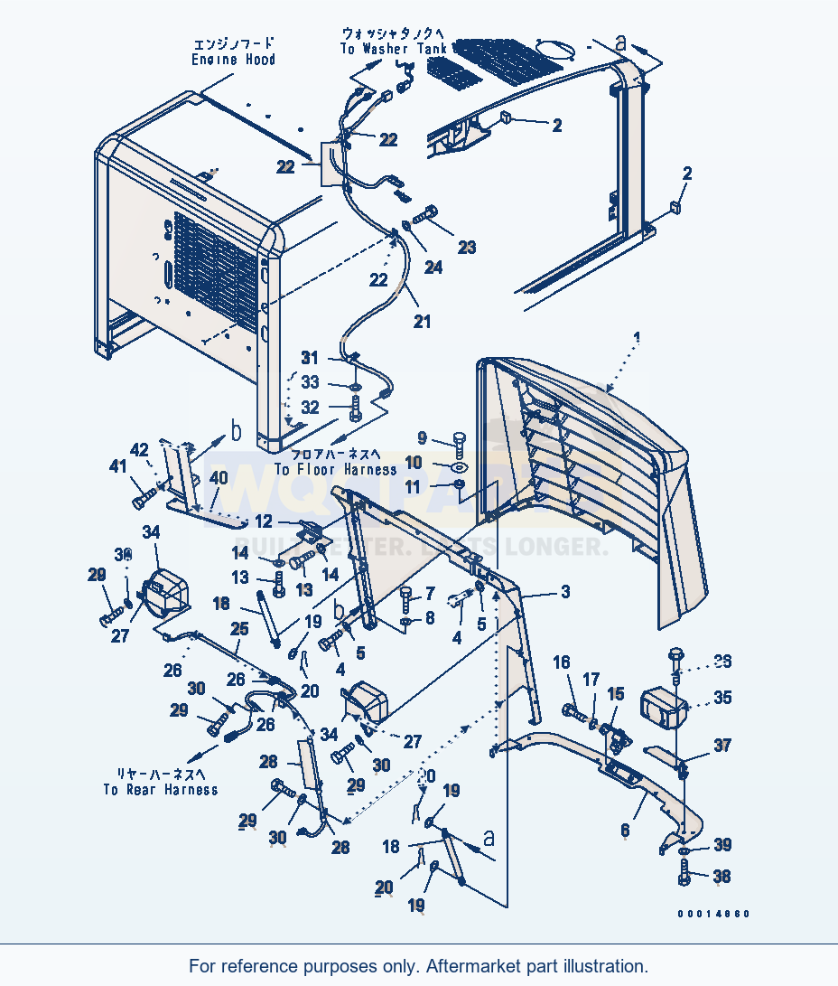 Komatsu WA320-5 Hood (Radiator Guard) (Snow Removing Spec.) parts diagram