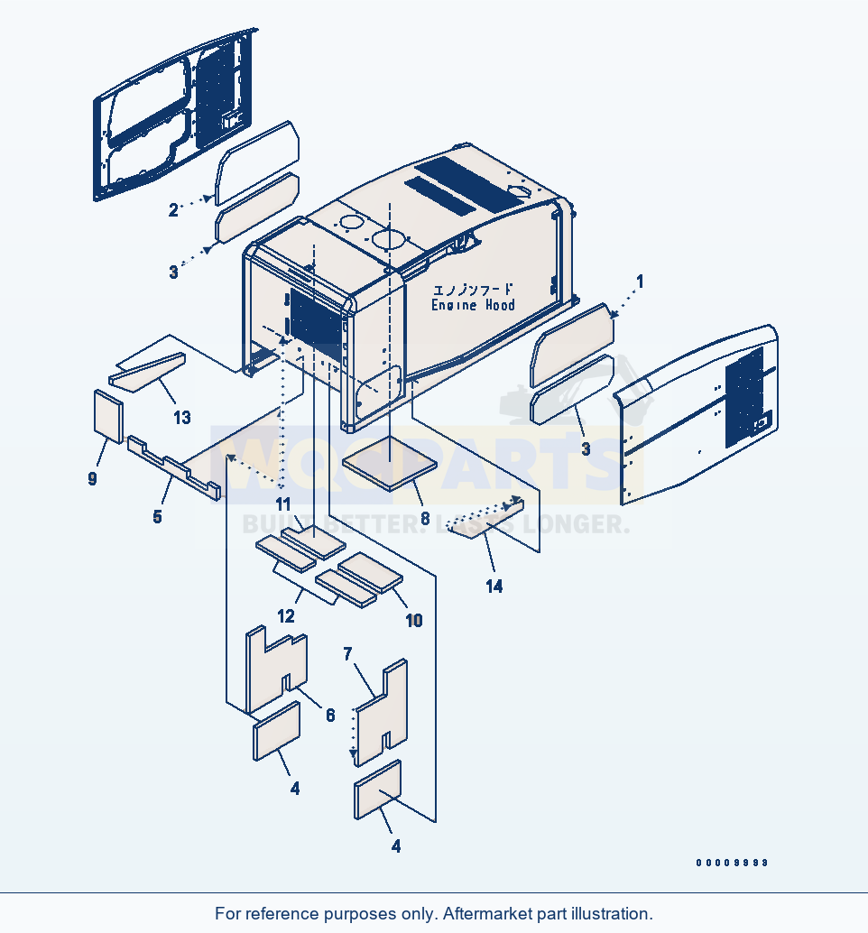 Komatsu WA320-5 Hood (Sheet) (For Air Intake Extension) parts diagram