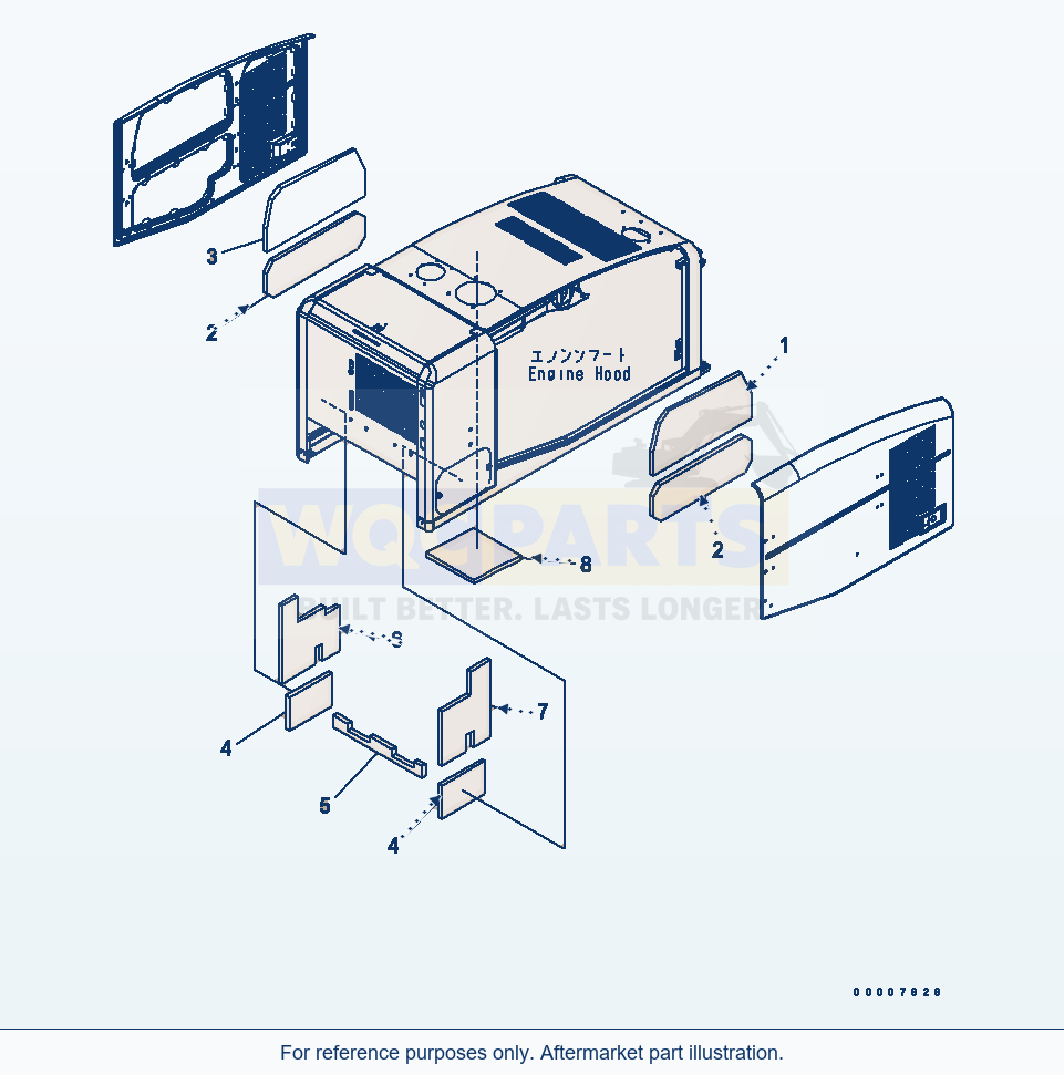 Komatsu WA320-5 Hood (Sheet) Serial 60001-UP (OVERSEAS VERSION) parts diagram