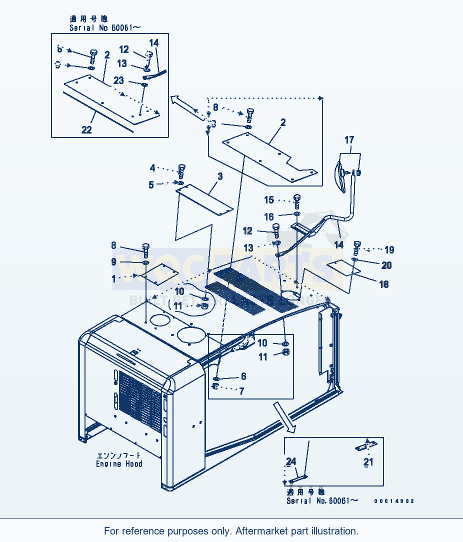 Komatsu WA320-5 Hood (Under Mirror And Plate) parts diagram