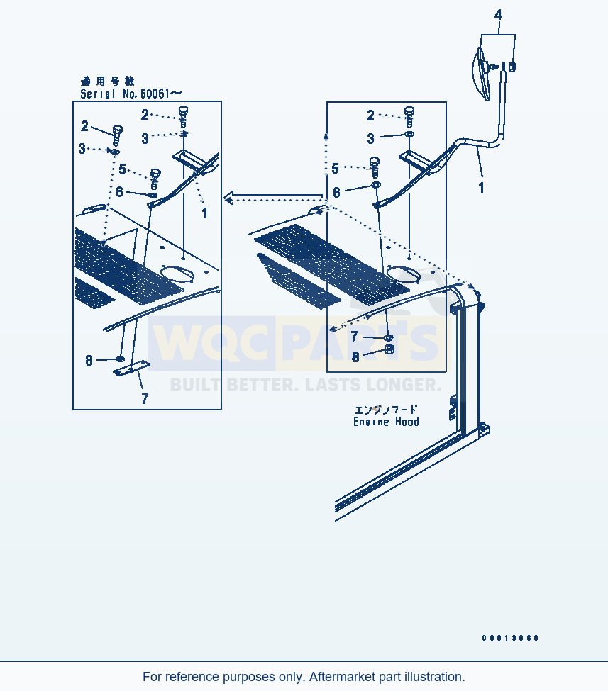 Komatsu WA320-5 Hood (Under Mirror) (For Except Japan) parts diagram