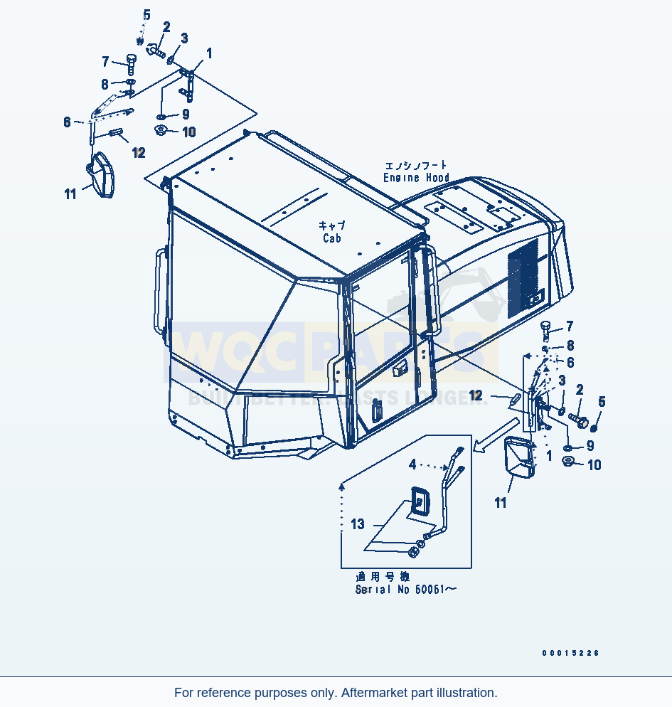 Komatsu WA320-5 Mirror (For 2-Persons Cab) parts diagram