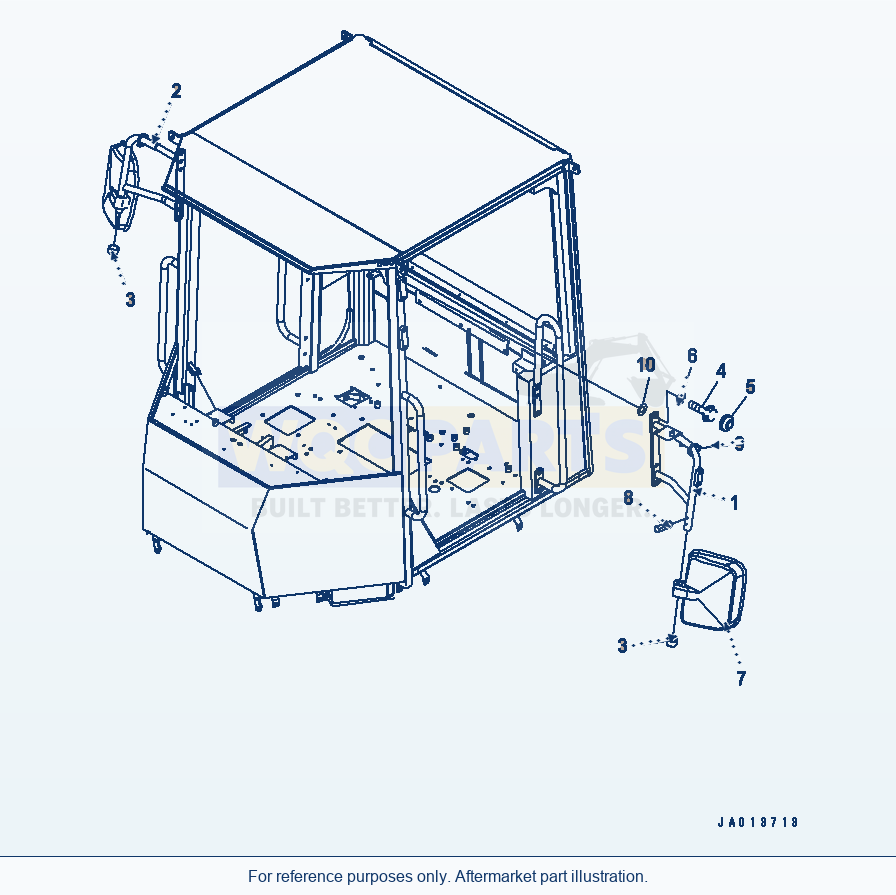 Komatsu WA320-5 Mirror (For Canopy, Komtrax And Except Japan) parts diagram