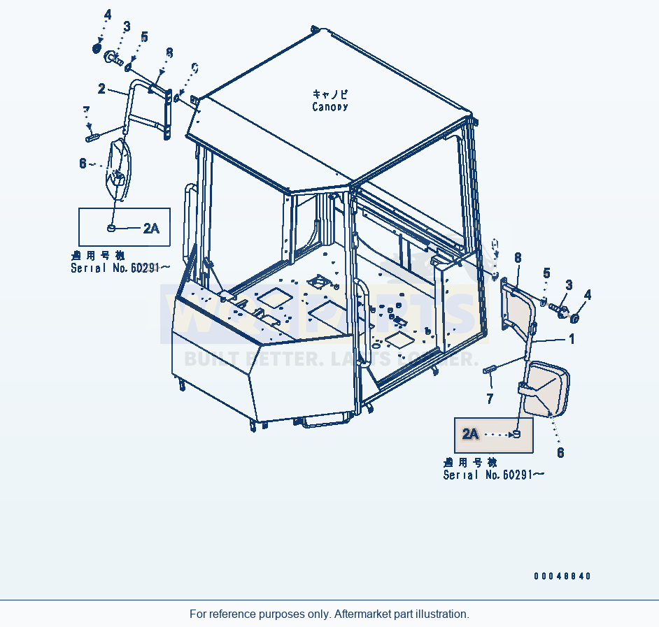 Komatsu WA320-5 Mirror (For Canopy) parts diagram