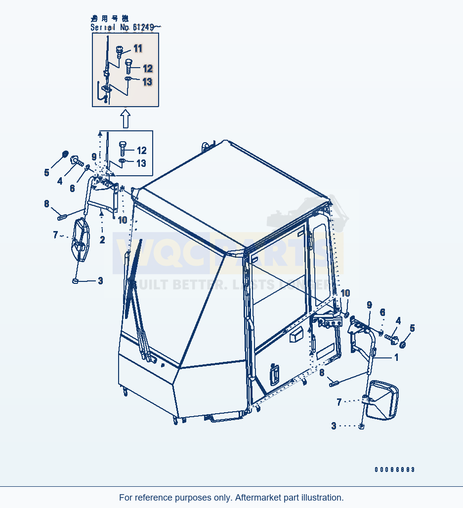 Komatsu WA320-5 Mirror (For Except Japan) parts diagram