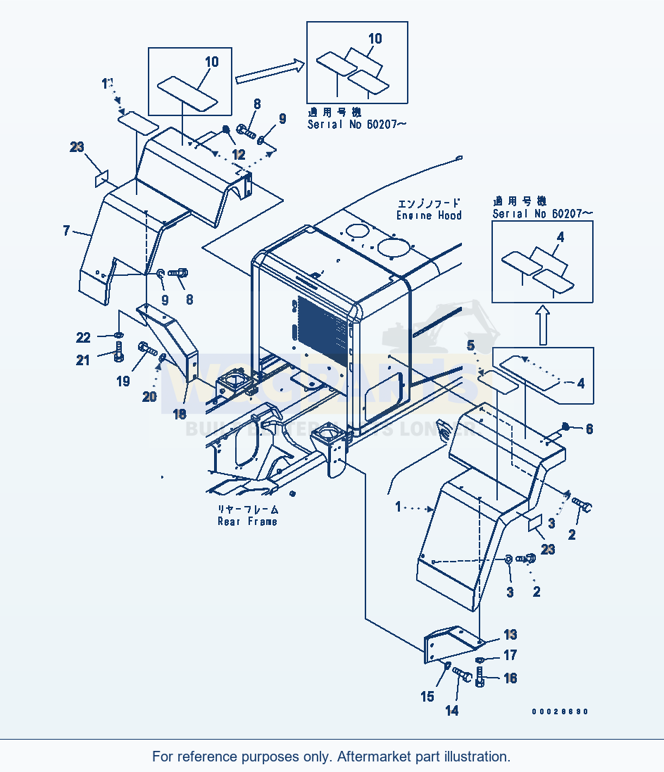 Komatsu WA320-5 Rear Fender Serial 60001-UP (OVERSEAS VERSION) parts diagram
